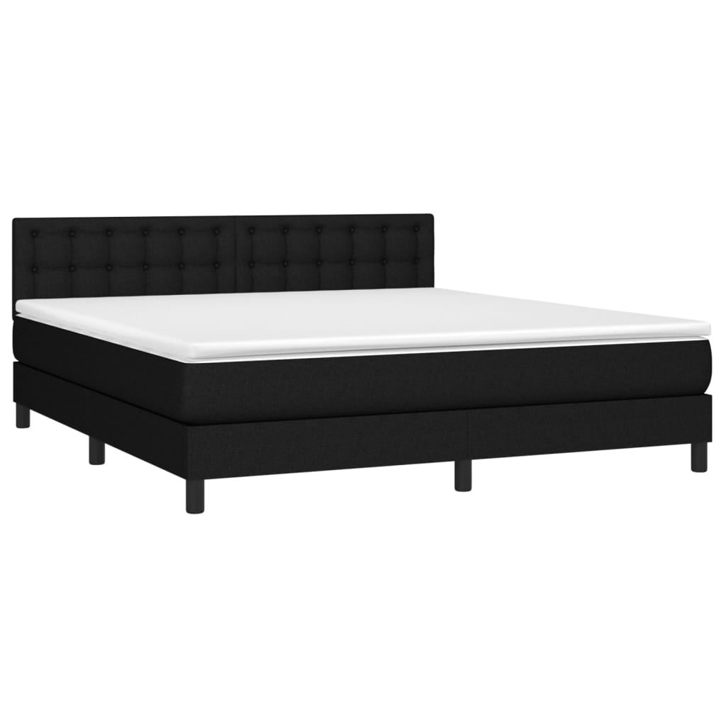 vidaXL Κρεβάτι Boxspring με Στρώμα Μαύρο 180x200 εκ. Υφασμάτινο