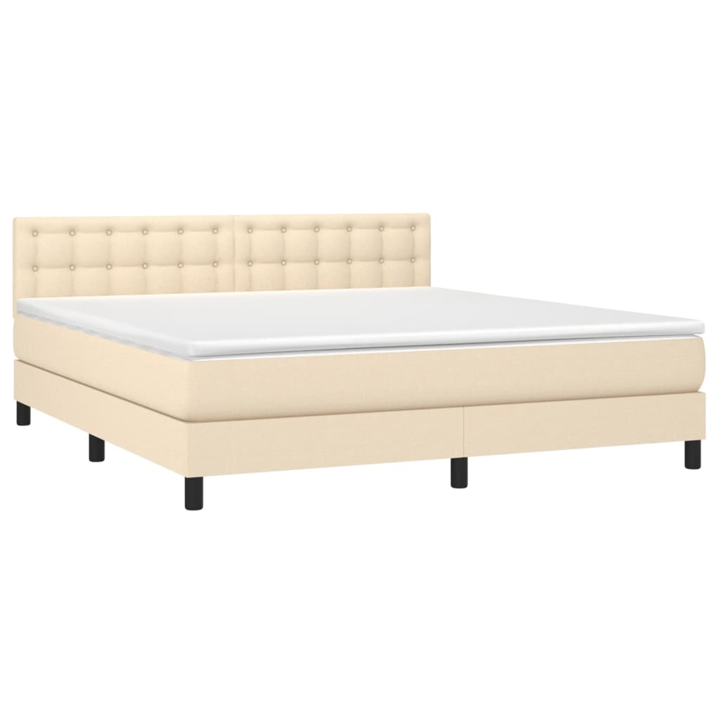 vidaXL Κρεβάτι Boxspring με Στρώμα Κρεμ 180x200 εκ. Υφασμάτινο