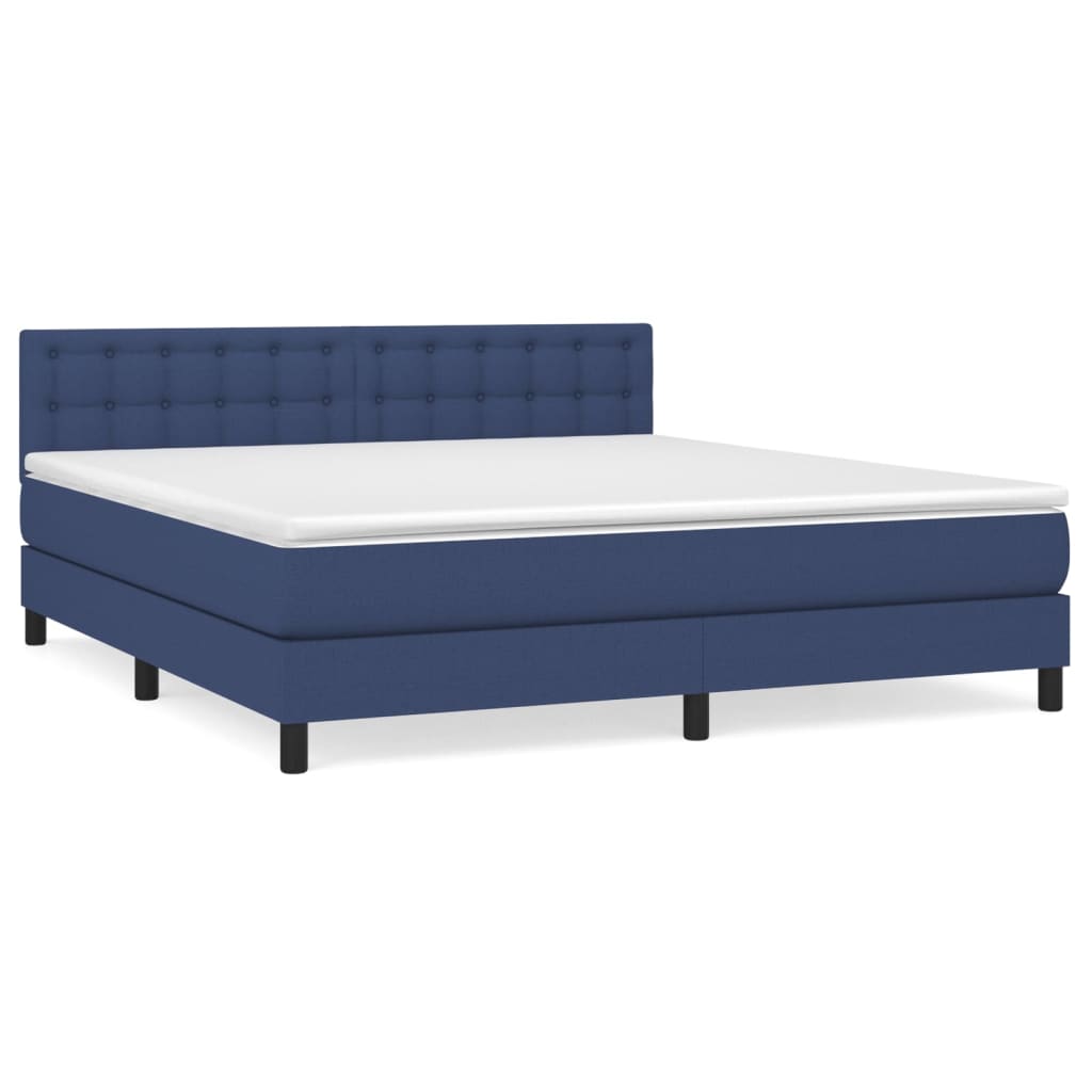 vidaXL Κρεβάτι Boxspring με Στρώμα Μπλε 180x200 εκ. Υφασμάτινο