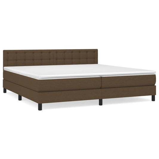 vidaXL Κρεβάτι Boxspring με Στρώμα Σκούρο Καφέ 200x200 εκ. Υφασμάτινο