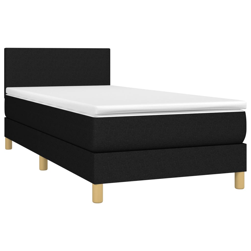 vidaXL Κρεβάτι Boxspring με Στρώμα Μαύρο 90x200 εκ. Υφασμάτινο