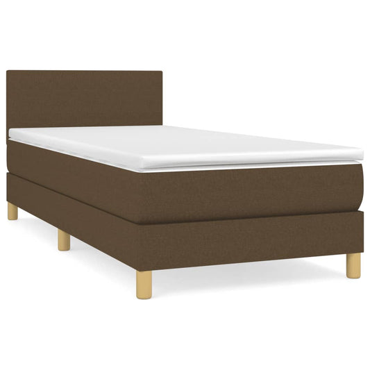 vidaXL Κρεβάτι Boxspring με Στρώμα Σκούρο Καφέ 90x200 εκ. Υφασμάτινο