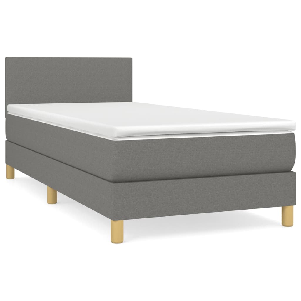 vidaXL Κρεβάτι Boxspring με Στρώμα Σκούρο Γκρι 100x200 εκ. Υφασμάτινο