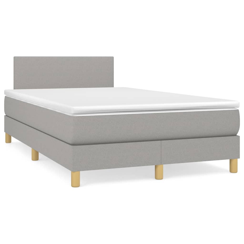 vidaXL Κρεβάτι Boxspring με Στρώμα Ανοιχτό Γκρι 120x200 εκ. Υφασμάτινο