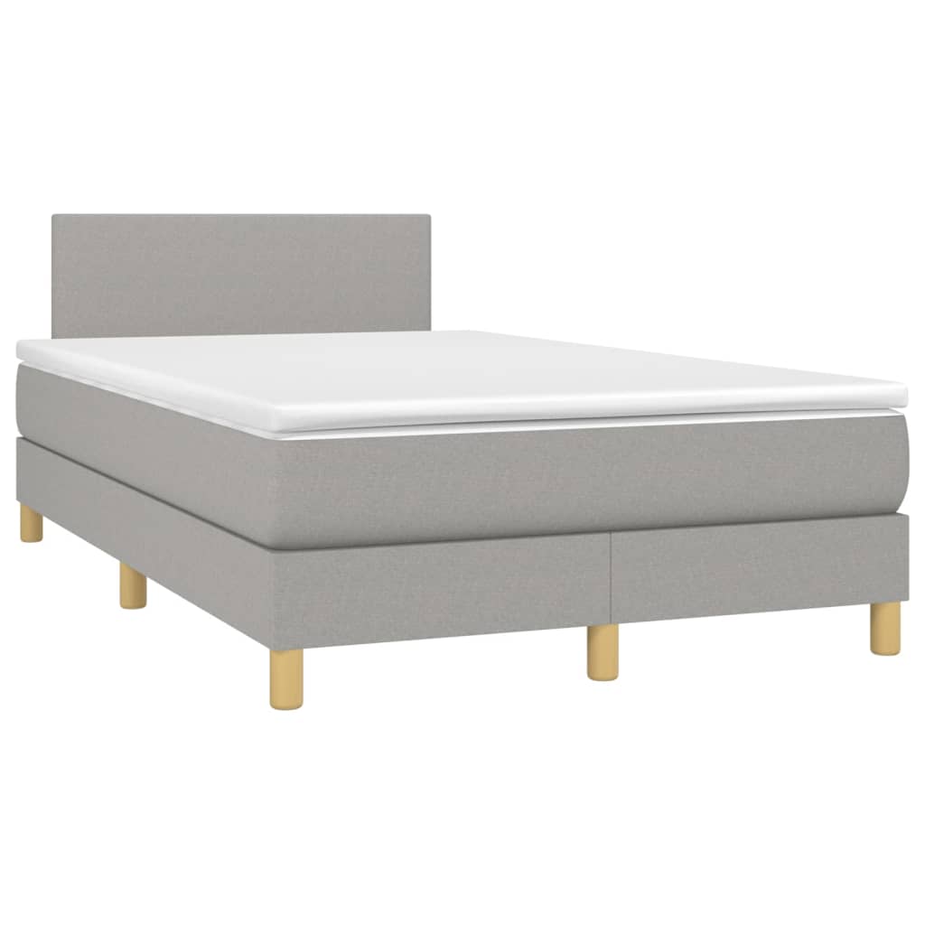 vidaXL Κρεβάτι Boxspring με Στρώμα Ανοιχτό Γκρι 120x200 εκ. Υφασμάτινο