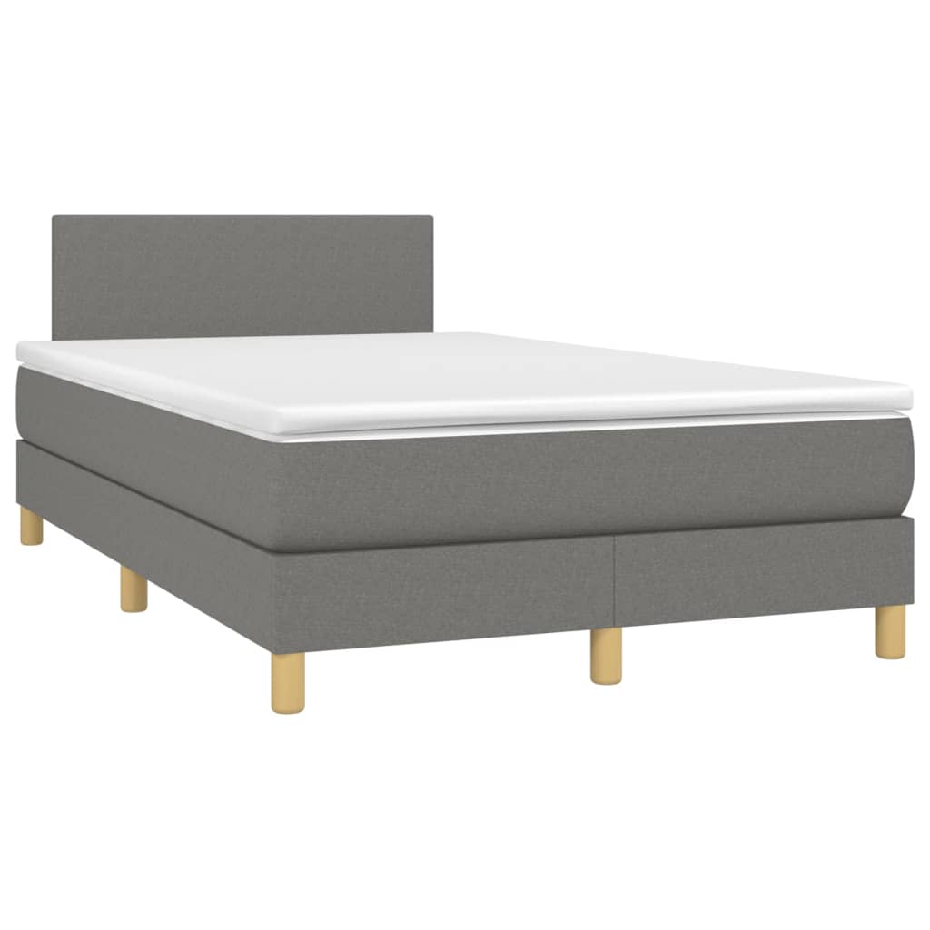vidaXL Κρεβάτι Boxspring με Στρώμα Σκούρο Γκρι 120x200 εκ. Υφασμάτινο