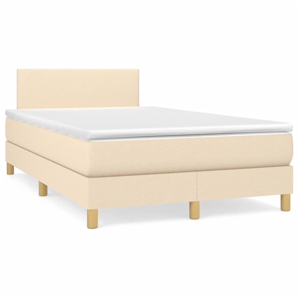 vidaXL Κρεβάτι Boxspring με Στρώμα Κρεμ 120x200 εκ. Υφασμάτινο