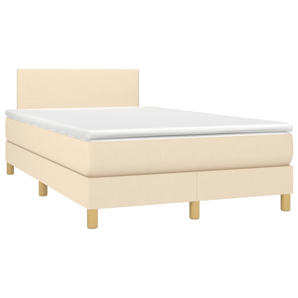 vidaXL Κρεβάτι Boxspring με Στρώμα Κρεμ 120x200 εκ. Υφασμάτινο