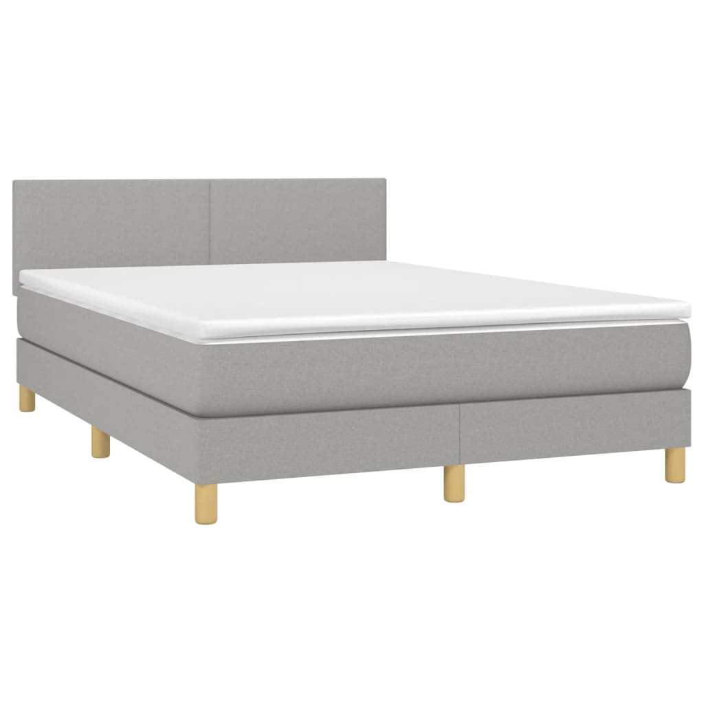 vidaXL Κρεβάτι Boxspring με Στρώμα Ανοιχτό Γκρι 140x190 εκ. Υφασμάτινο