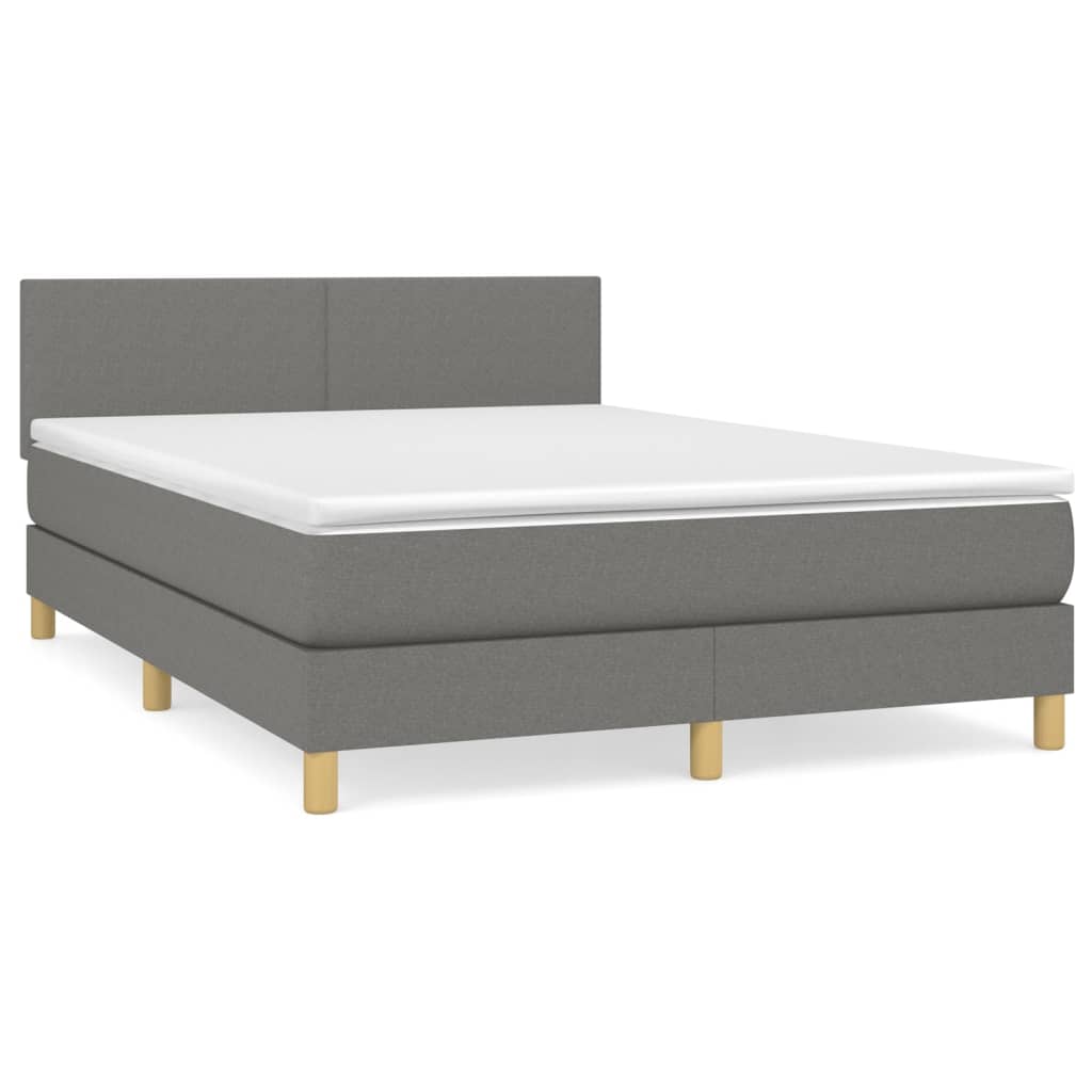 vidaXL Κρεβάτι Boxspring με Στρώμα Σκούρο Γκρι 140x190 εκ. Υφασμάτινο