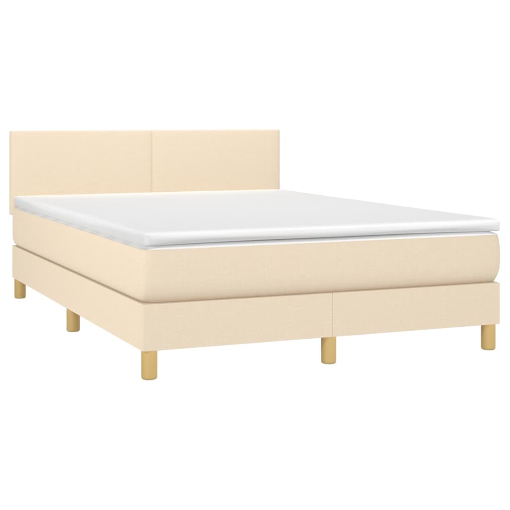 vidaXL Κρεβάτι Boxspring με Στρώμα Κρεμ 140x200 εκ. Υφασμάτινο