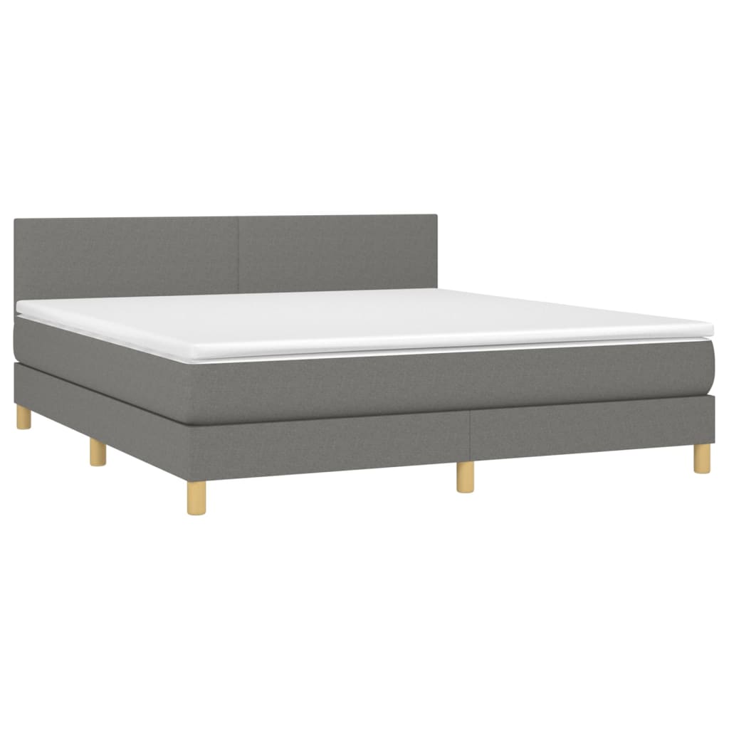 vidaXL Κρεβάτι Boxspring με Στρώμα Σκούρο Γκρι 160x200 εκ Υφασμάτινο