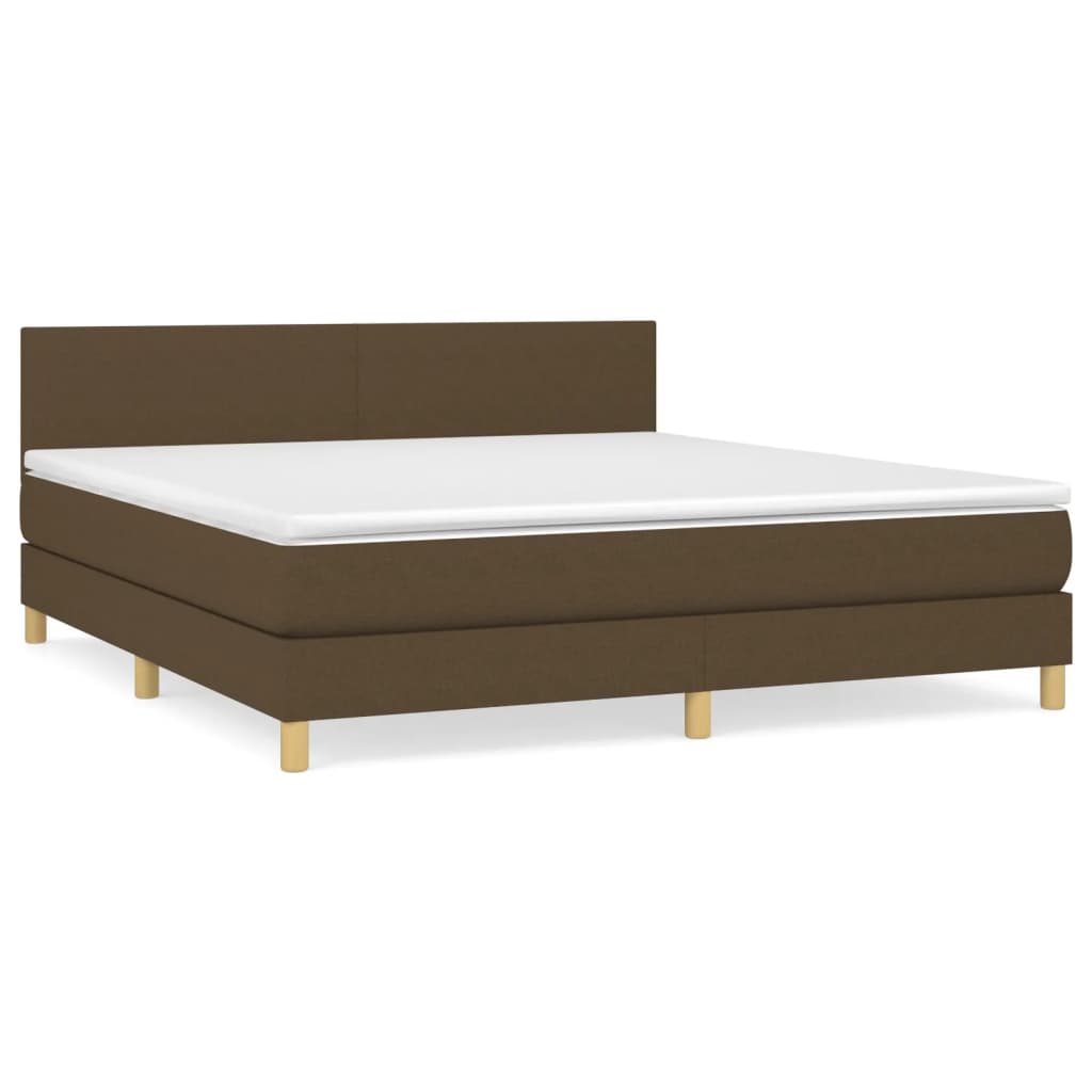 vidaXL Κρεβάτι Boxspring με Στρώμα Σκούρο Καφέ 160x200 εκ Υφασμάτινο