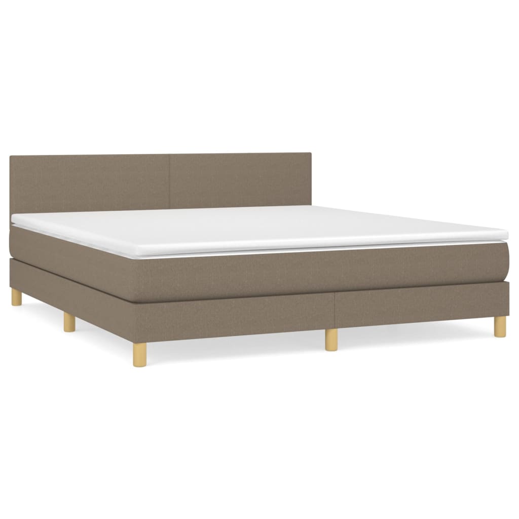 vidaXL Κρεβάτι Boxspring με Στρώμα Taupe 180x200 εκ. Υφασμάτινο