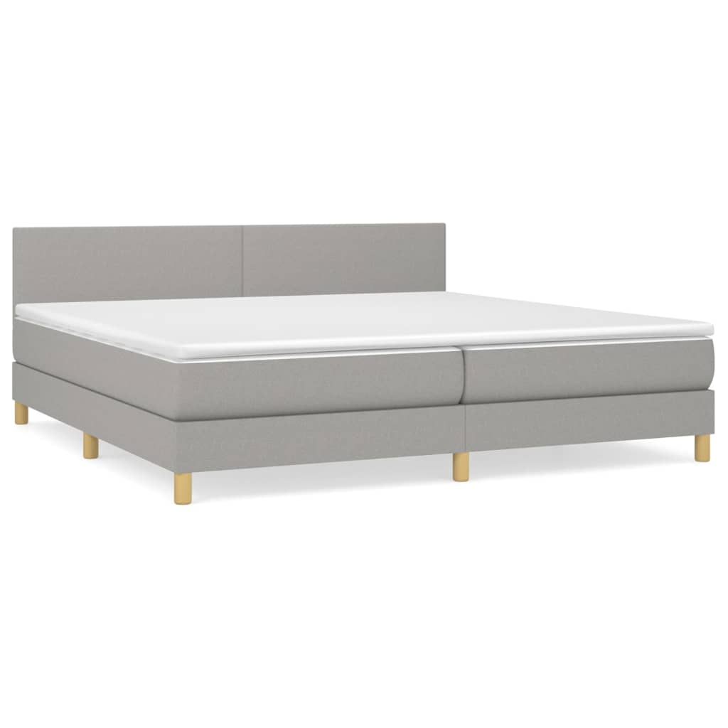 vidaXL Κρεβάτι Boxspring με Στρώμα Ανοιχτό Γκρι 200x200 εκ. Υφασμάτινο