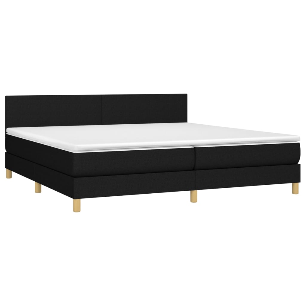vidaXL Κρεβάτι Boxspring με Στρώμα Μαύρο 200x200 εκ. Υφασμάτινο