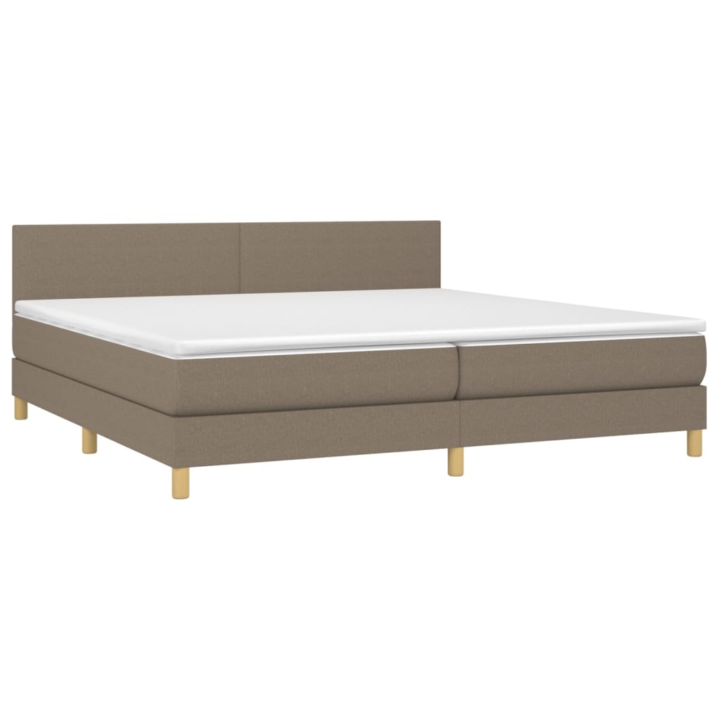 vidaXL Κρεβάτι Boxspring με Στρώμα Taupe 200x200 εκ. Υφασμάτινο
