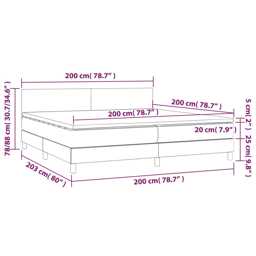 vidaXL Κρεβάτι Boxspring με Στρώμα Κρεμ 200x200 εκ. Υφασμάτινο