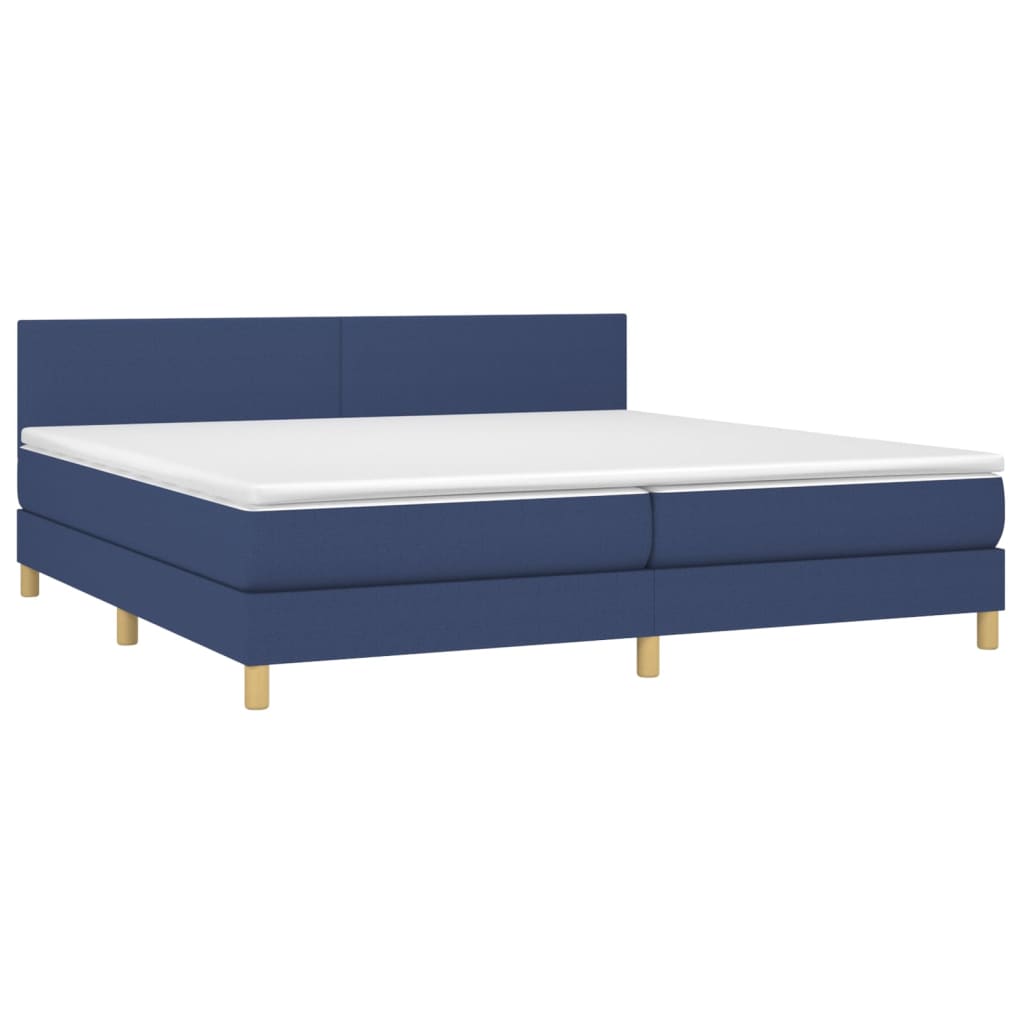 vidaXL Κρεβάτι Boxspring με Στρώμα Μπλε 200x200 εκ. Υφασμάτινο