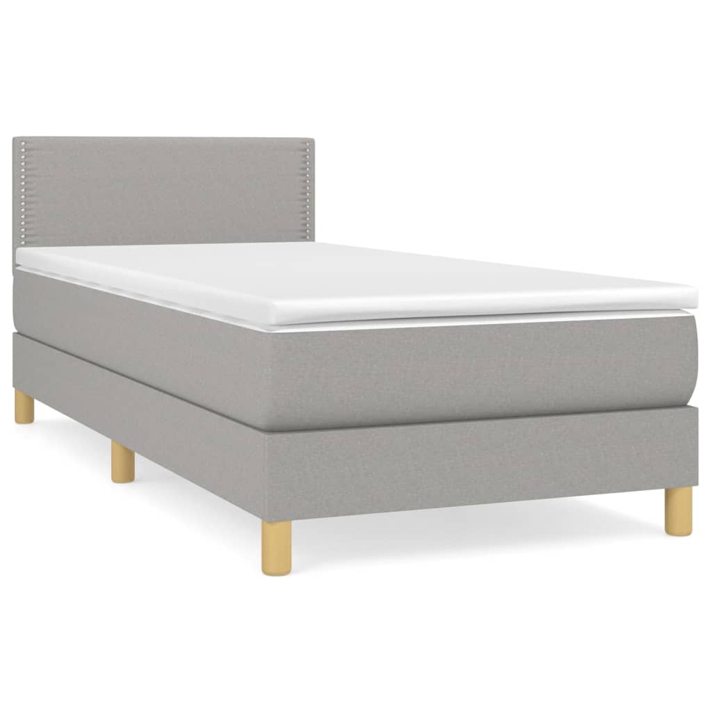 vidaXL Κρεβάτι Boxspring με Στρώμα Ανοιχτό Γκρι 80x200 εκ. Υφασμάτινο