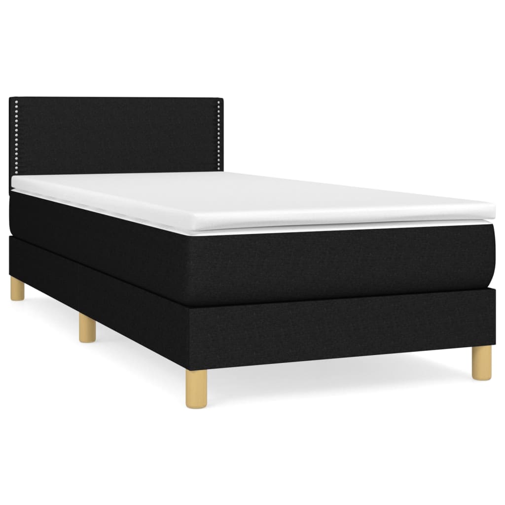 vidaXL Κρεβάτι Boxspring με Στρώμα Μαύρο 100 x 200 εκ. Υφασμάτινο