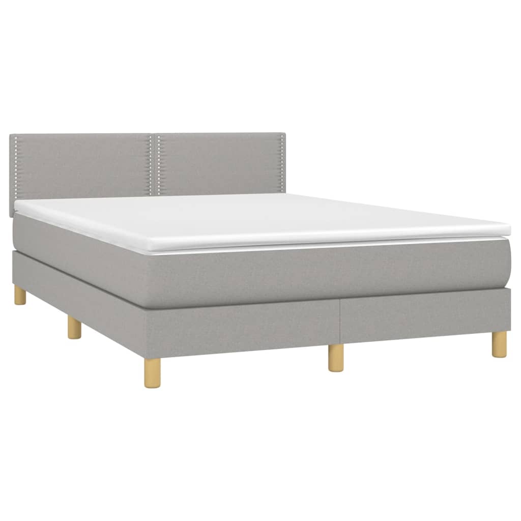 vidaXL Κρεβάτι Boxspring με Στρώμα Ανοιχτό Γκρι 140x190 εκ. Υφασμάτινο