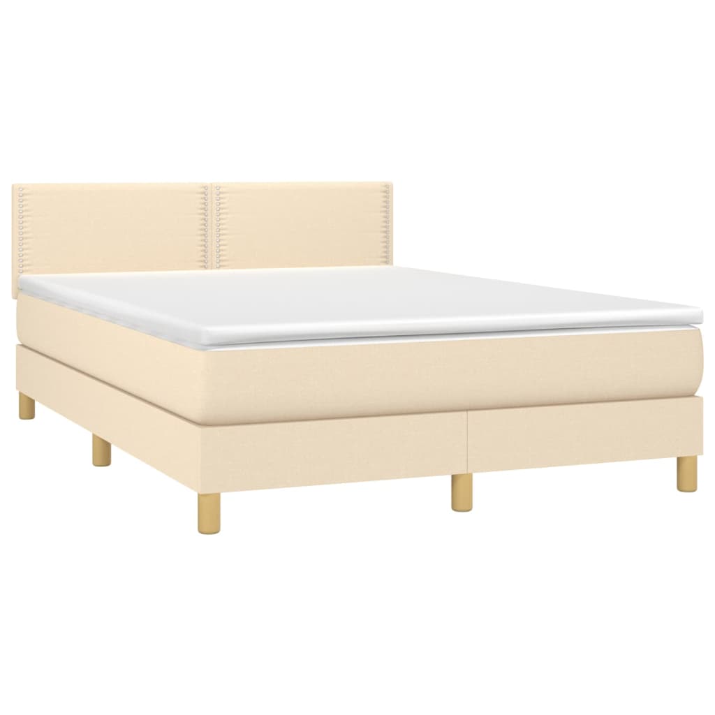 vidaXL Κρεβάτι Boxspring με Στρώμα Κρεμ 140x190 εκ. Υφασμάτινο
