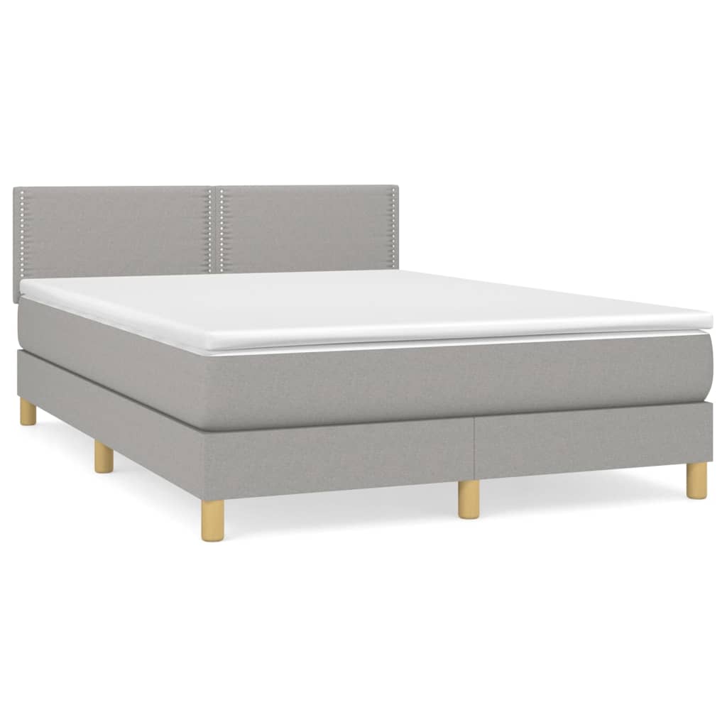 vidaXL Κρεβάτι Boxspring με Στρώμα Ανοιχτό Γκρι 140x200 εκ. Υφασμάτινο