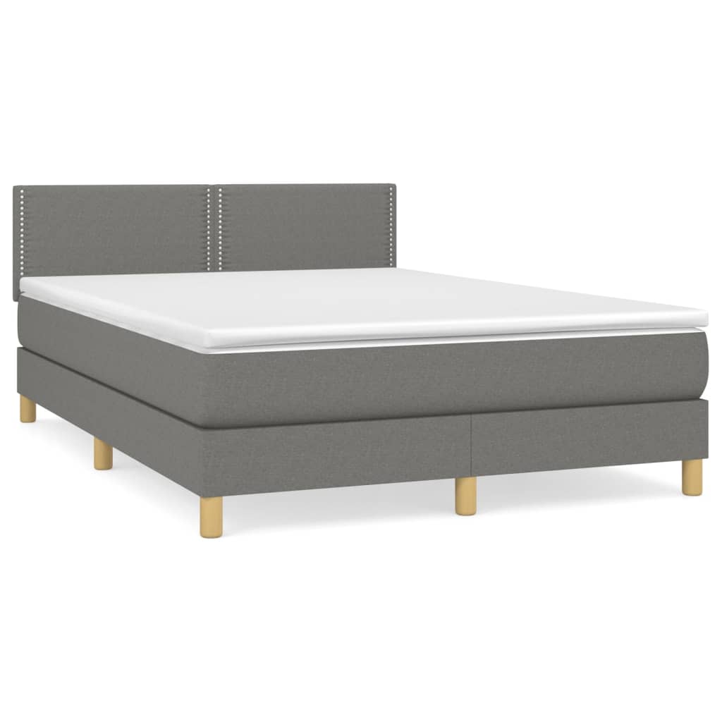 vidaXL Κρεβάτι Boxspring με Στρώμα Σκούρο Γκρι 140x200 εκ Υφασμάτινο