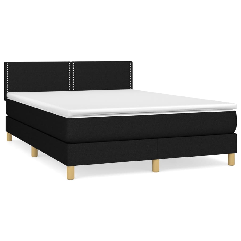 vidaXL Κρεβάτι Boxspring με Στρώμα Μαύρο 140x200 εκ. Υφασμάτινο