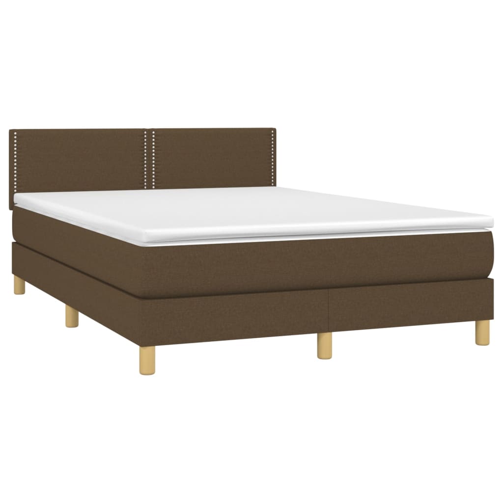 vidaXL Κρεβάτι Boxspring με Στρώμα Σκούρο Καφέ 140x200 εκ Υφασμάτινο