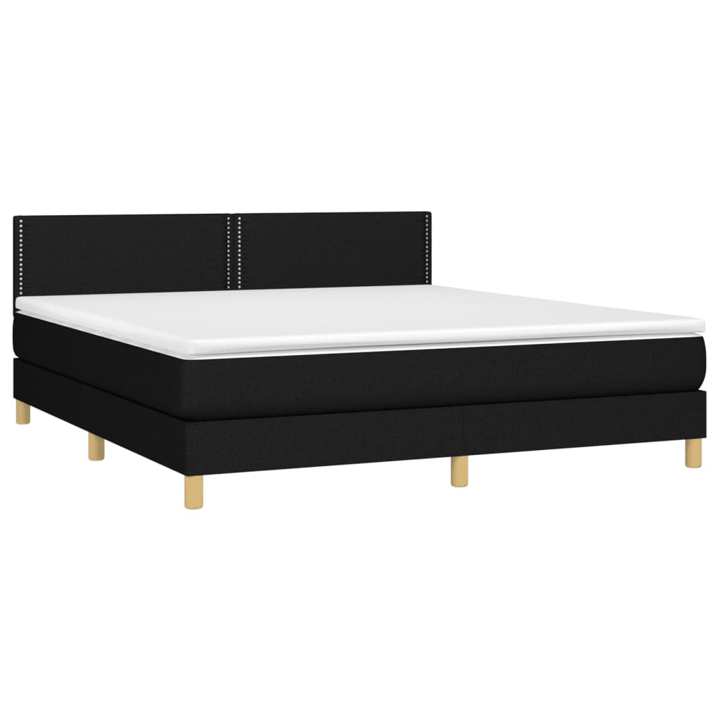 vidaXL Κρεβάτι Boxspring με Στρώμα Μαύρο 160x200 εκ. Υφασμάτινο