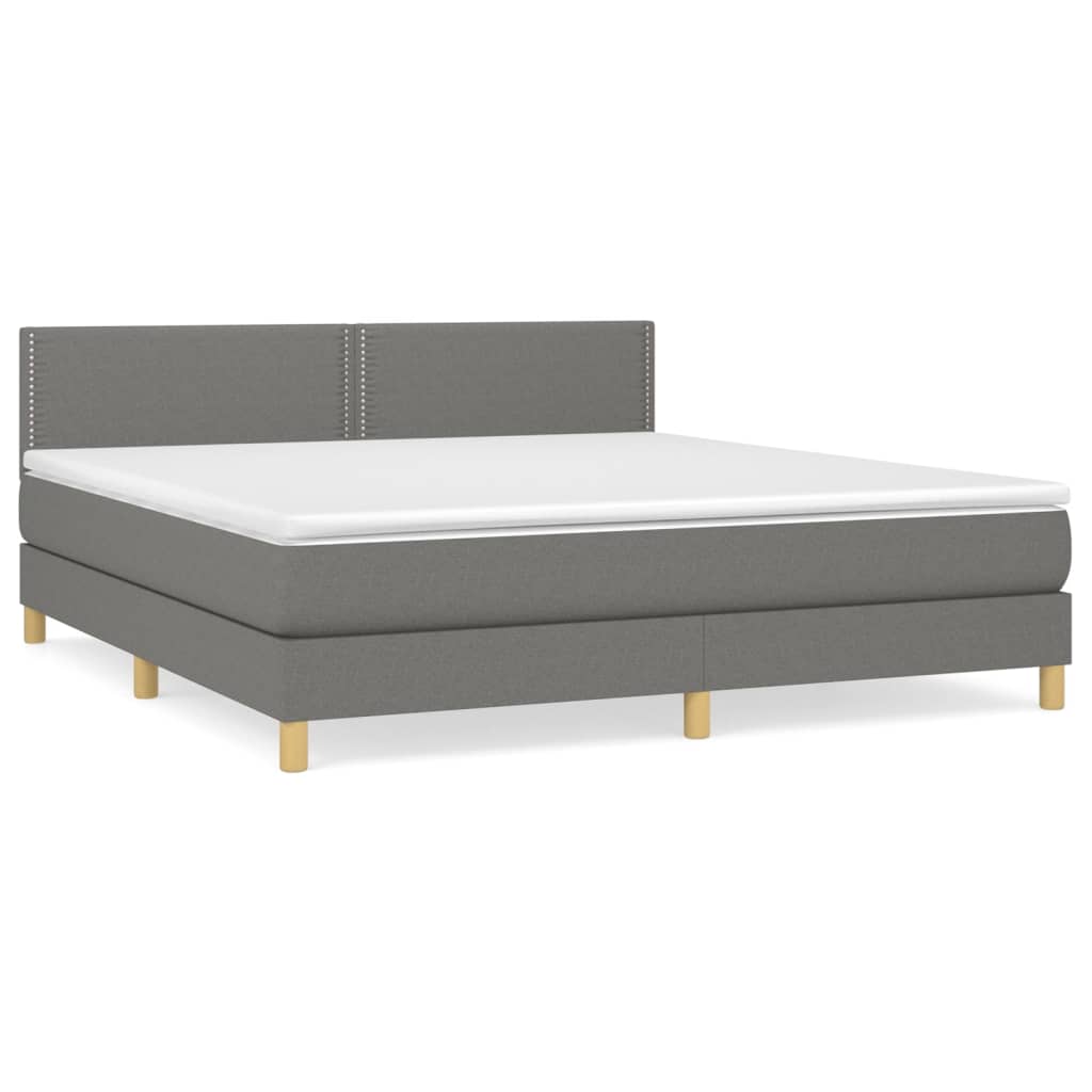 vidaXL Κρεβάτι Boxspring με Στρώμα Σκούρο Γκρι 180x200 εκ Υφασμάτιν