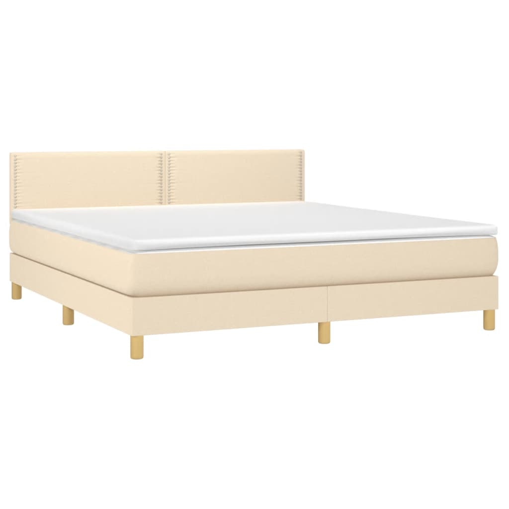 vidaXL Κρεβάτι Boxspring με Στρώμα Κρεμ 180x200 εκ. Υφασμάτινο