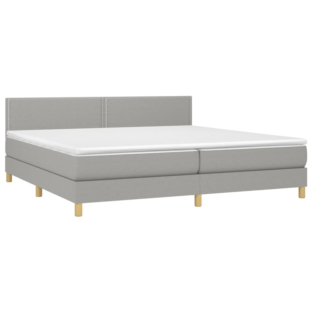 vidaXL Κρεβάτι Boxspring με Στρώμα Ανοιχτό Γκρι 200x200 εκ. Υφασμάτινο