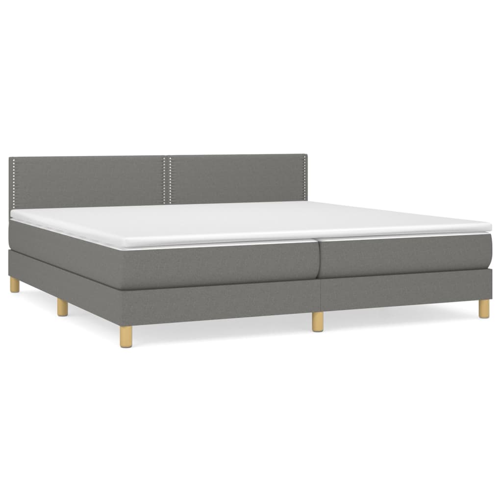vidaXL Κρεβάτι Boxspring με Στρώμα Σκούρο Γκρι 200x200 εκ. Υφασμάτινο