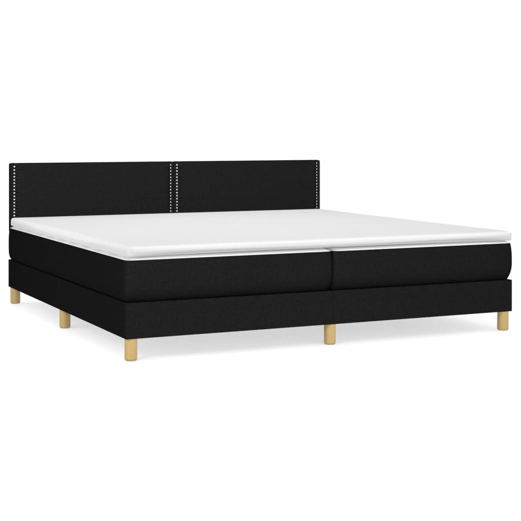 vidaXL Κρεβάτι Boxspring με Στρώμα Μαύρο 200x200 εκ. Υφασμάτινο