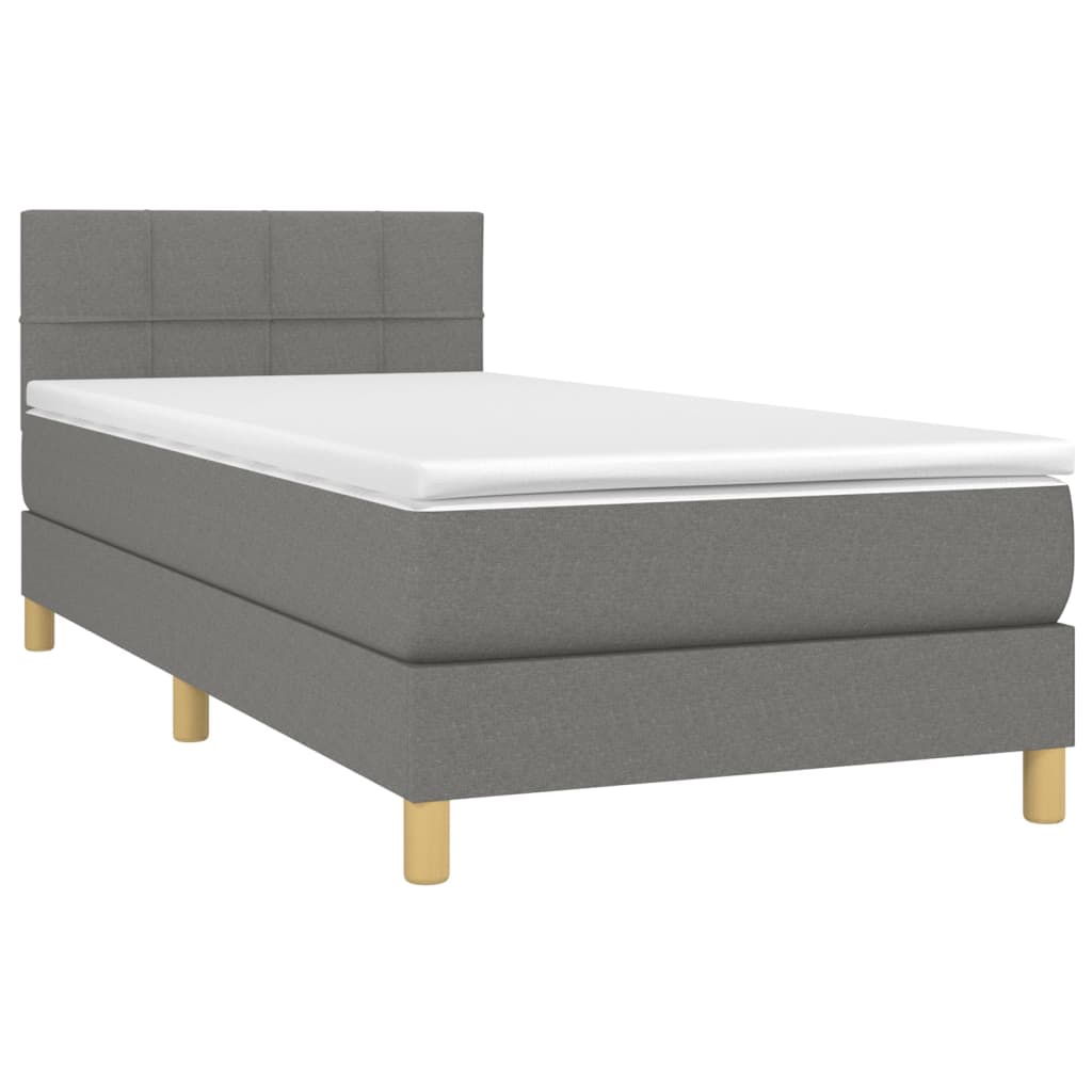vidaXL Κρεβάτι Boxspring με Στρώμα Σκούρο Γκρι 80x200 εκ. Υφασμάτινο