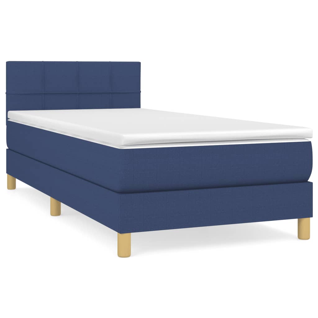 vidaXL Κρεβάτι Boxspring με Στρώμα Μπλε 80x200 εκ. Υφασμάτινο