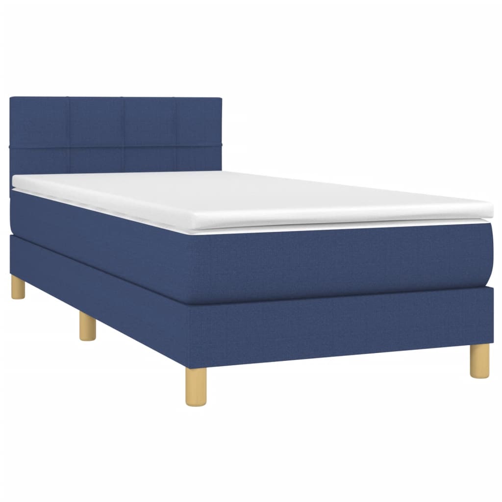 vidaXL Κρεβάτι Boxspring με Στρώμα Μπλε 80x200 εκ. Υφασμάτινο