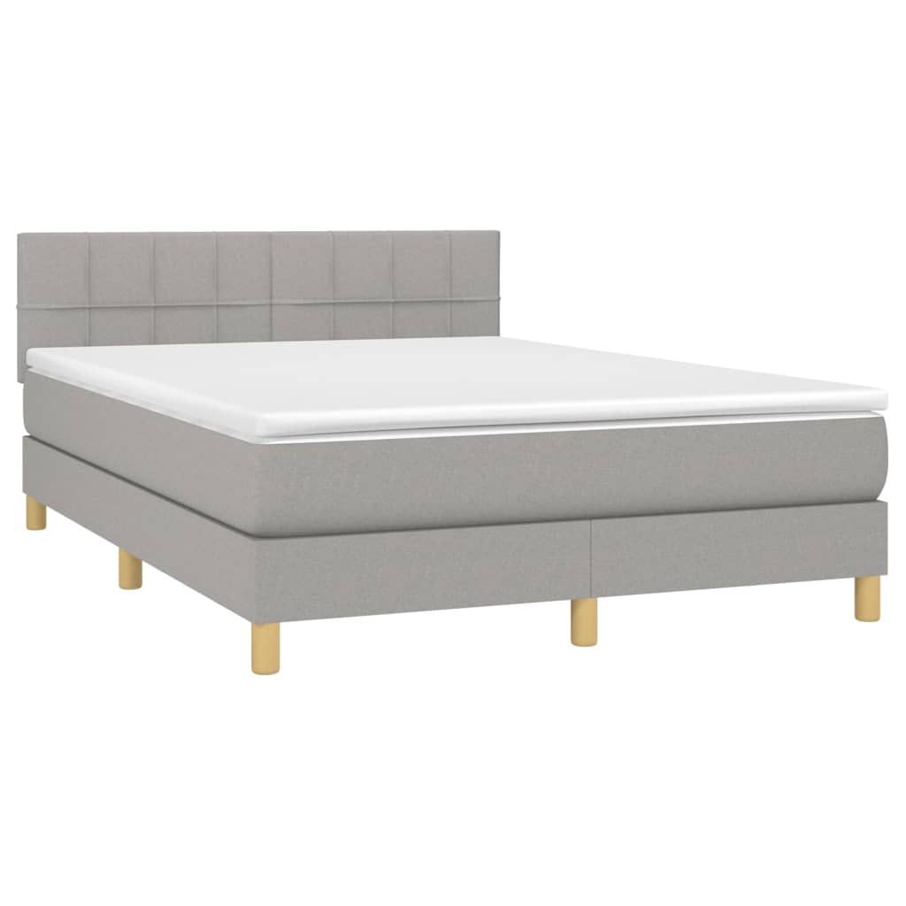 vidaXL Κρεβάτι Boxspring με Στρώμα Ανοιχτό Γκρι 140x190 εκ. Υφασμάτινο