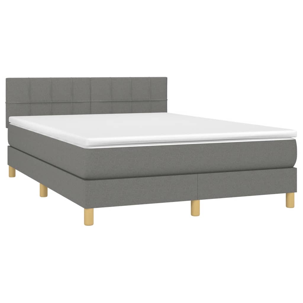 vidaXL Κρεβάτι Boxspring με Στρώμα Σκούρο Γκρι 140x190 εκ. Υφασμάτινο