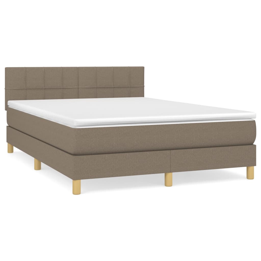 vidaXL Κρεβάτι Boxspring με Στρώμα Taupe 140x190 εκ. Υφασμάτινο