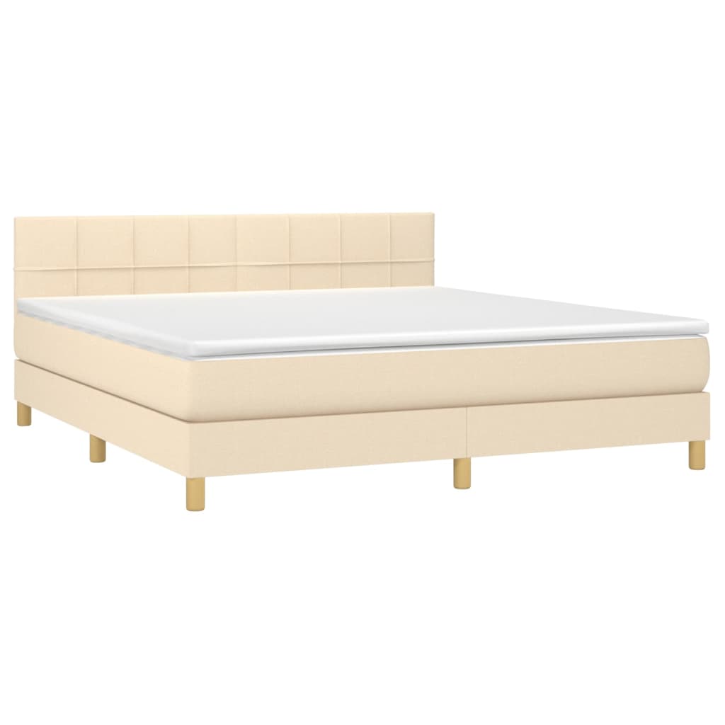 vidaXL Κρεβάτι Boxspring με Στρώμα Κρεμ 160x200 εκ. Υφασμάτινο