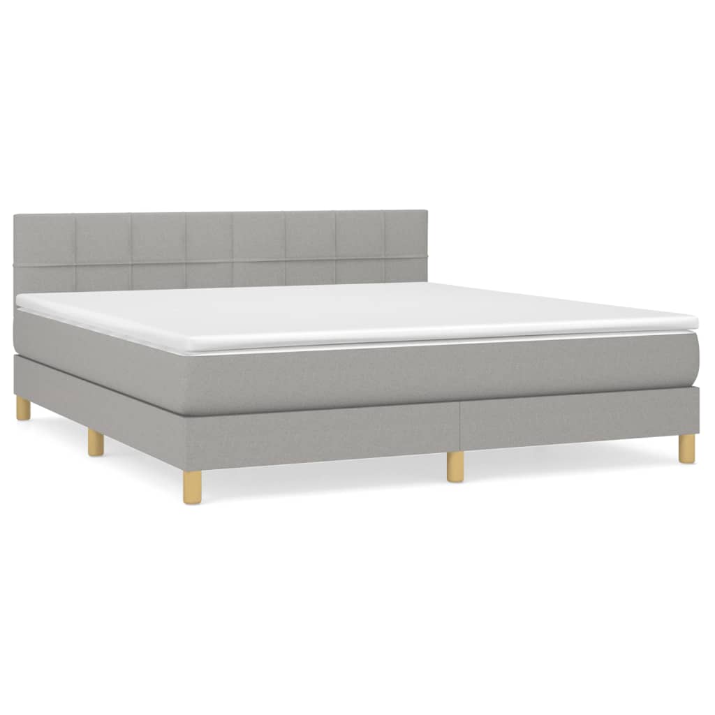 vidaXL Κρεβάτι Boxspring με Στρώμα Ανοιχτό Γκρι 180x200 εκ. Υφασμάτινο