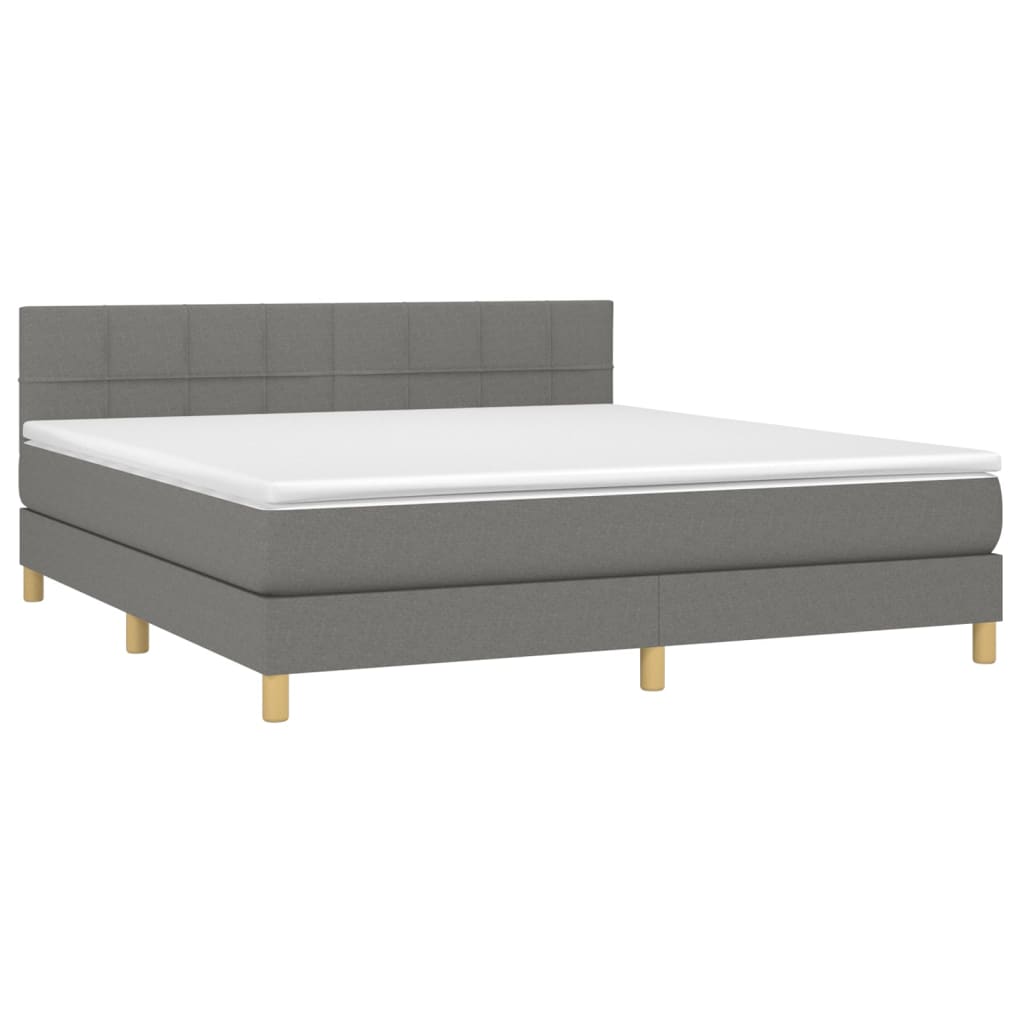 vidaXL Κρεβάτι Boxspring με Στρώμα Σκούρο Γκρι 180x200 εκ Υφασμάτιν