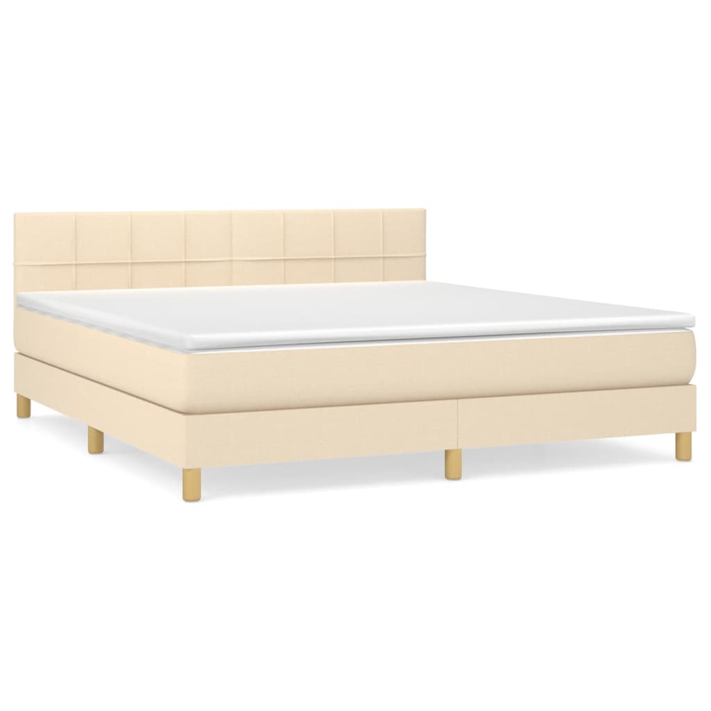 vidaXL Κρεβάτι Boxspring με Στρώμα Κρεμ 180x200 εκ. Υφασμάτινο
