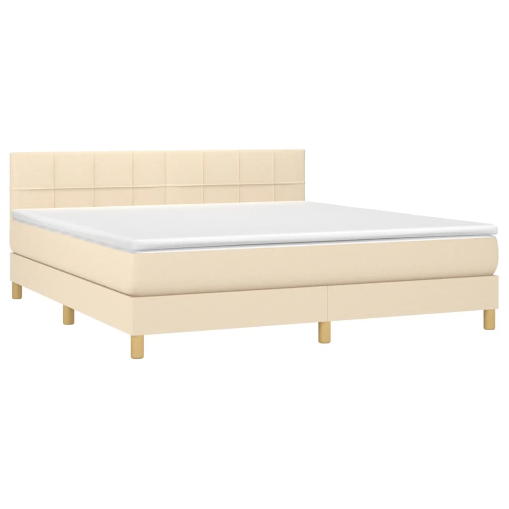 vidaXL Κρεβάτι Boxspring με Στρώμα Κρεμ 180x200 εκ. Υφασμάτινο