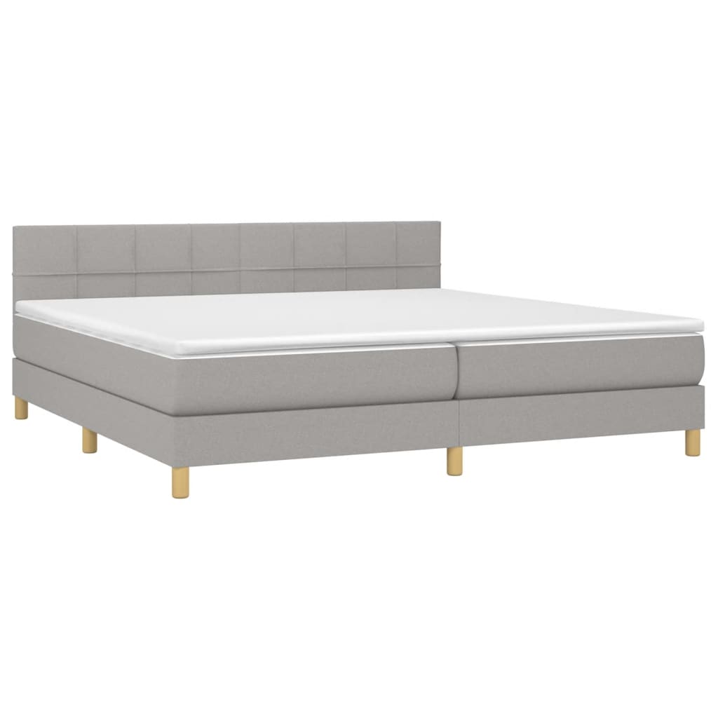 vidaXL Κρεβάτι Boxspring με Στρώμα Ανοιχτό Γκρι 200x200 εκ. Υφασμάτινο