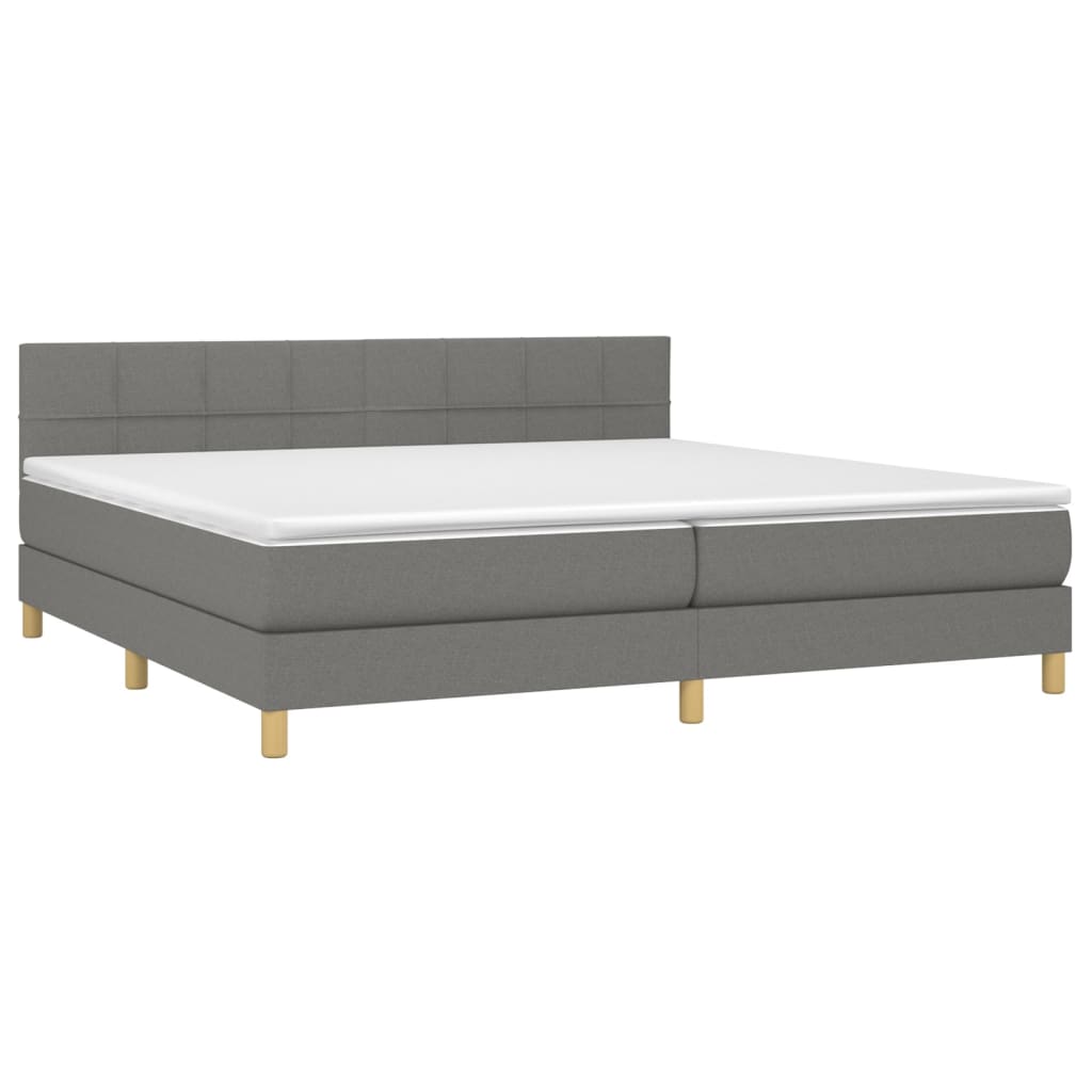 vidaXL Κρεβάτι Boxspring με Στρώμα Σκούρο Γκρι 200x200 εκ. Υφασμάτινο
